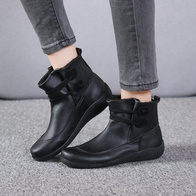 Vintage Fashion Mens - Sepatu Boots Wanita Vintage Ujung Bulat