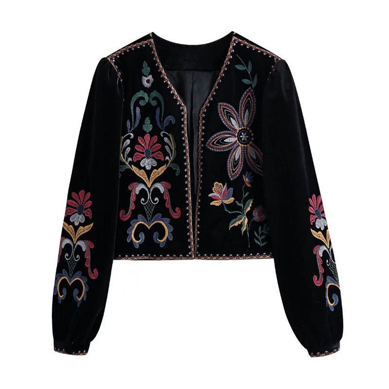 Crop Cardigan Vintage - Jaket Wanita Vintage Berbahan Beludru dengan