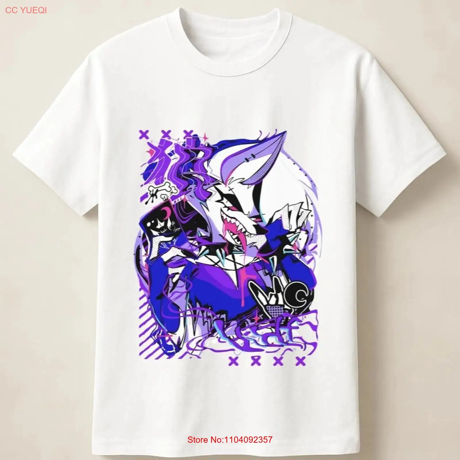 Vintage Fashion Wear - Kaos bergambar serigala anime ungu bergaya