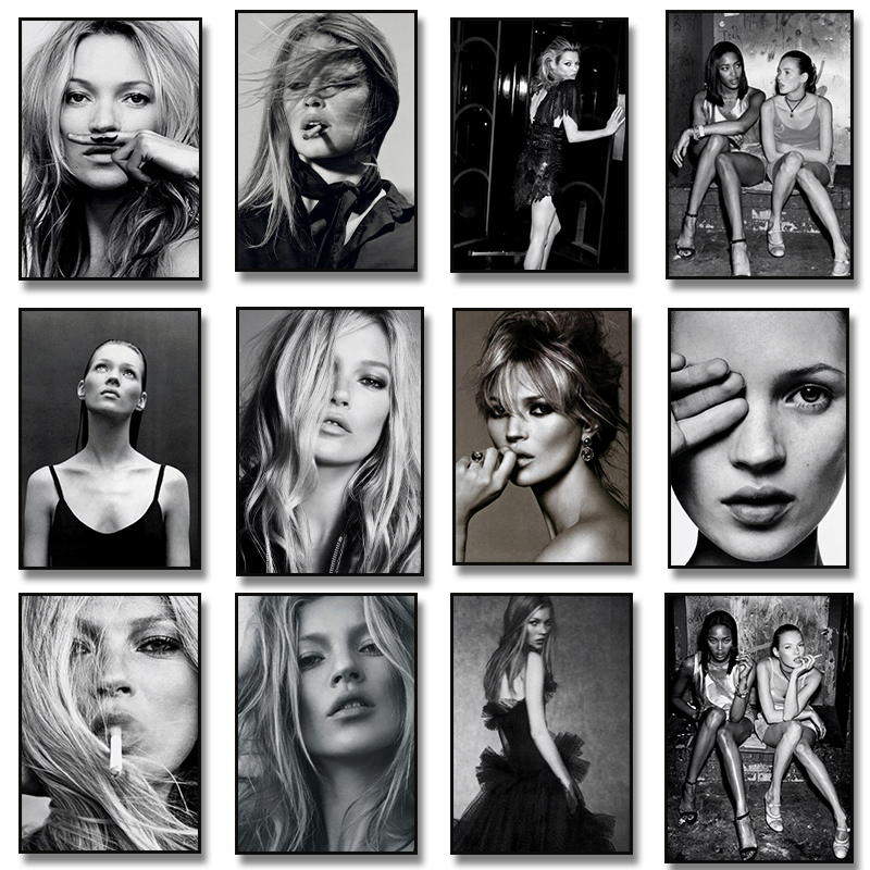 Vintage Vogue Fashion Poster - Vintage Retro Fotografi Kate Moss Merokok