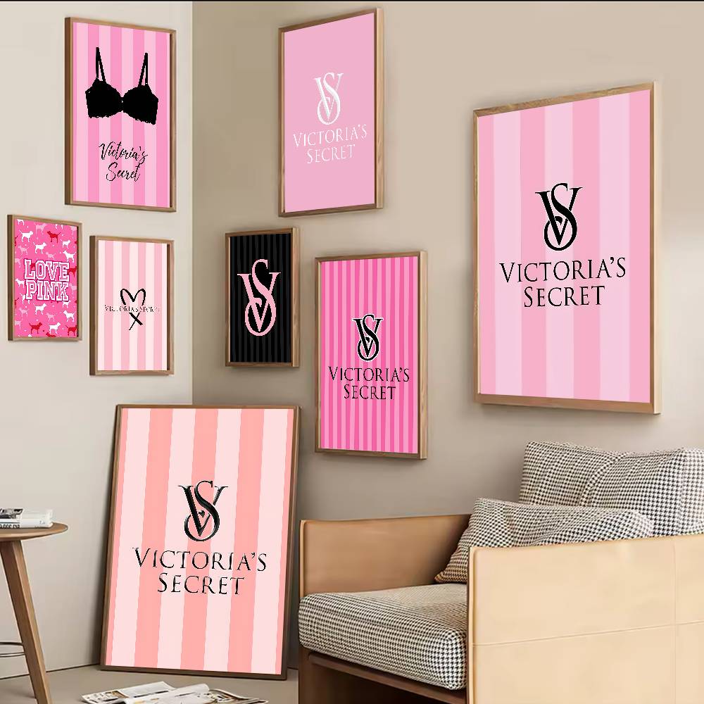 Vintage Vogue Fashion Poster - V-Victorias-Fashion-S-Secret Poster Vintage Kertas Putih Lengket