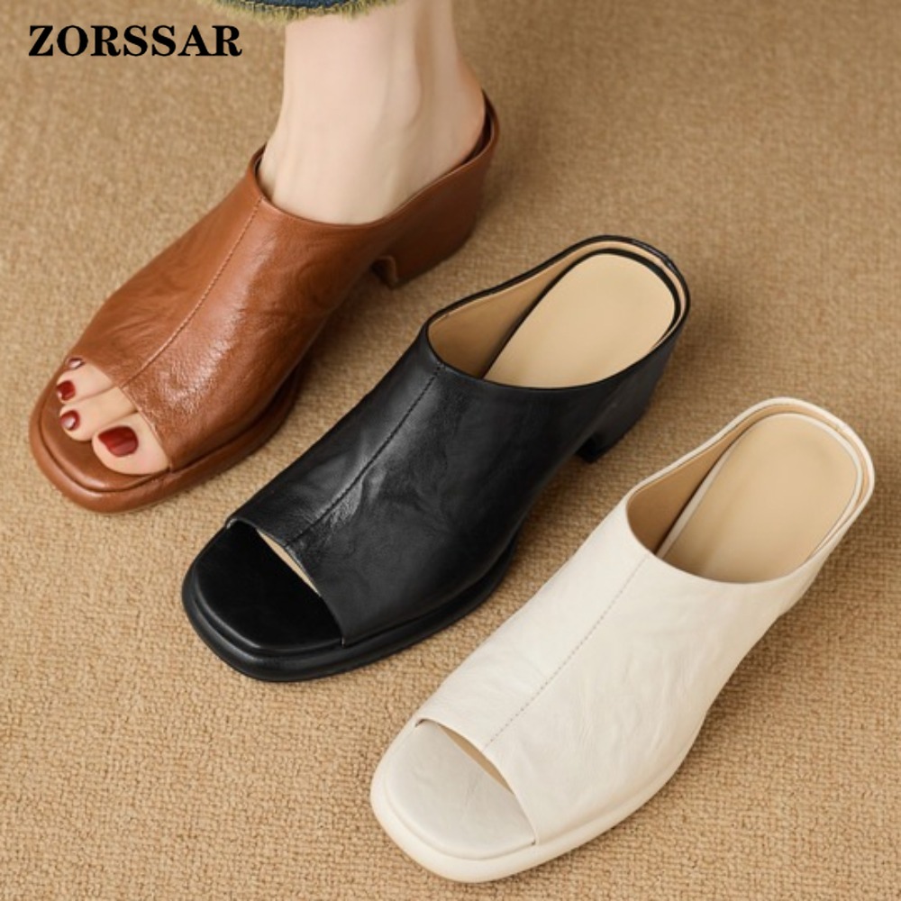 Vintage Fashion Wear - Sepatu Mules Wanita Vintage dengan Hak