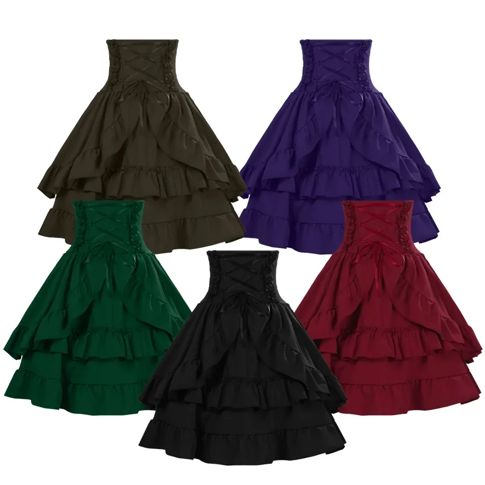 Vintage Y2K - Rok Mengembang Gaya Gothic Retro Lolita