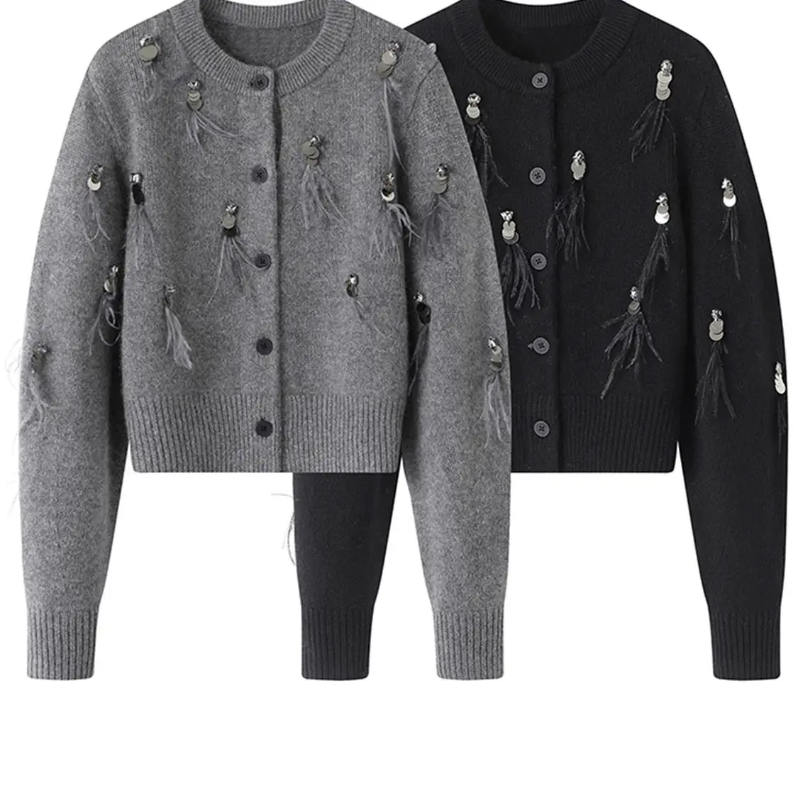 Crop Cardigan Vintage - Mantel Musim Gugur Musim Dingin Sweter