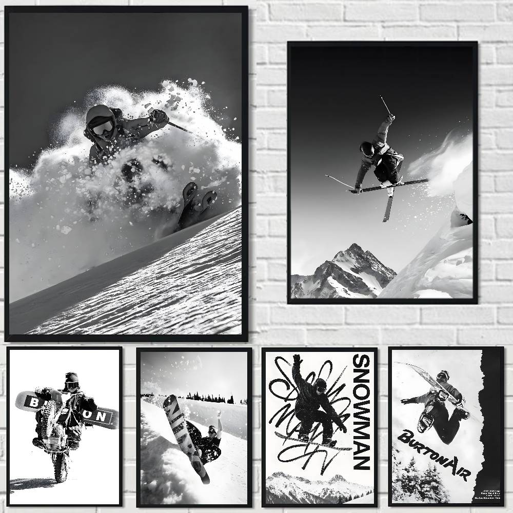 Vintage Vogue Fashion Poster - Hitam Putih Vintage Foto Seni Ski