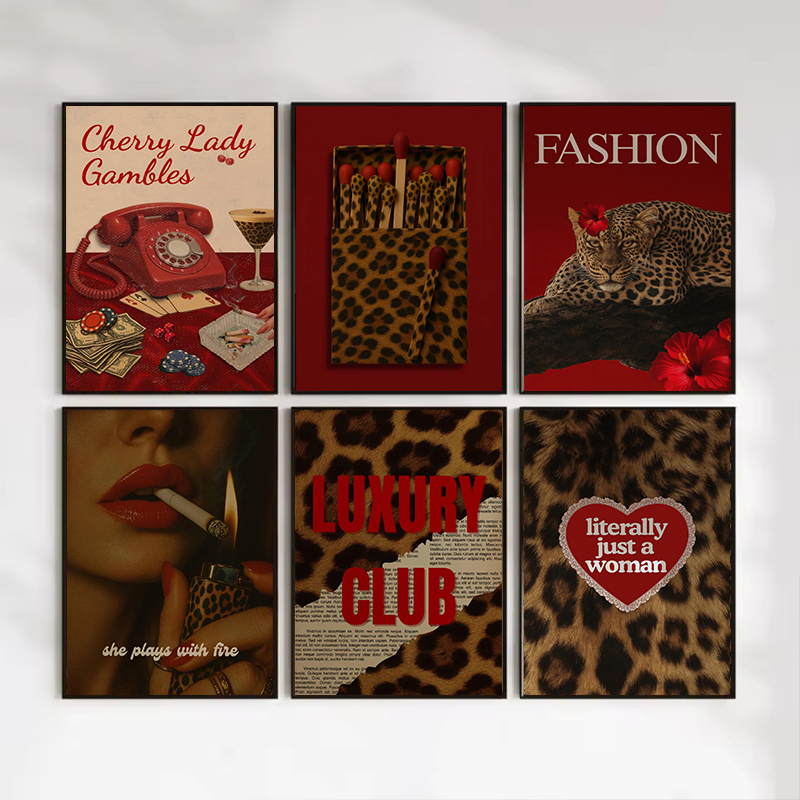 Vintage Vogue Fashion Poster - Poster Seni Dinding Kotak Korek Api