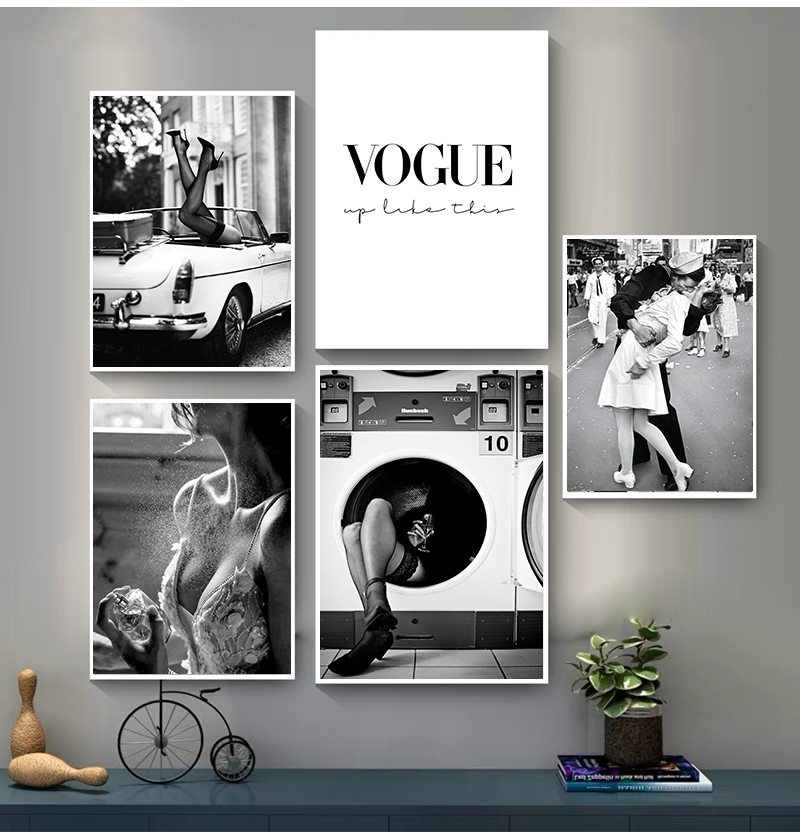 Vintage Vogue Fashion Poster - Gambar Wanita untuk Ruang Tamu Mode