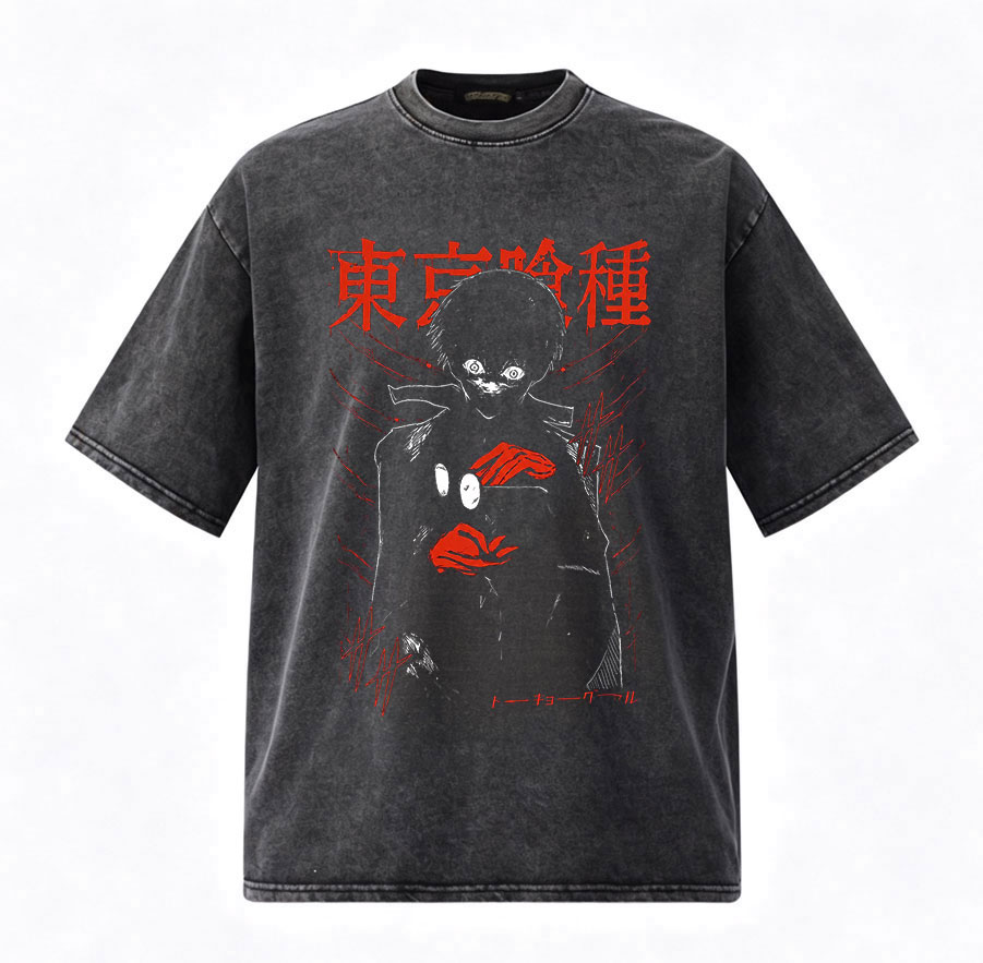 Vintage Fashion In Tokyo - Kaos Vintage Washed Anime Tokyo Ghoul
