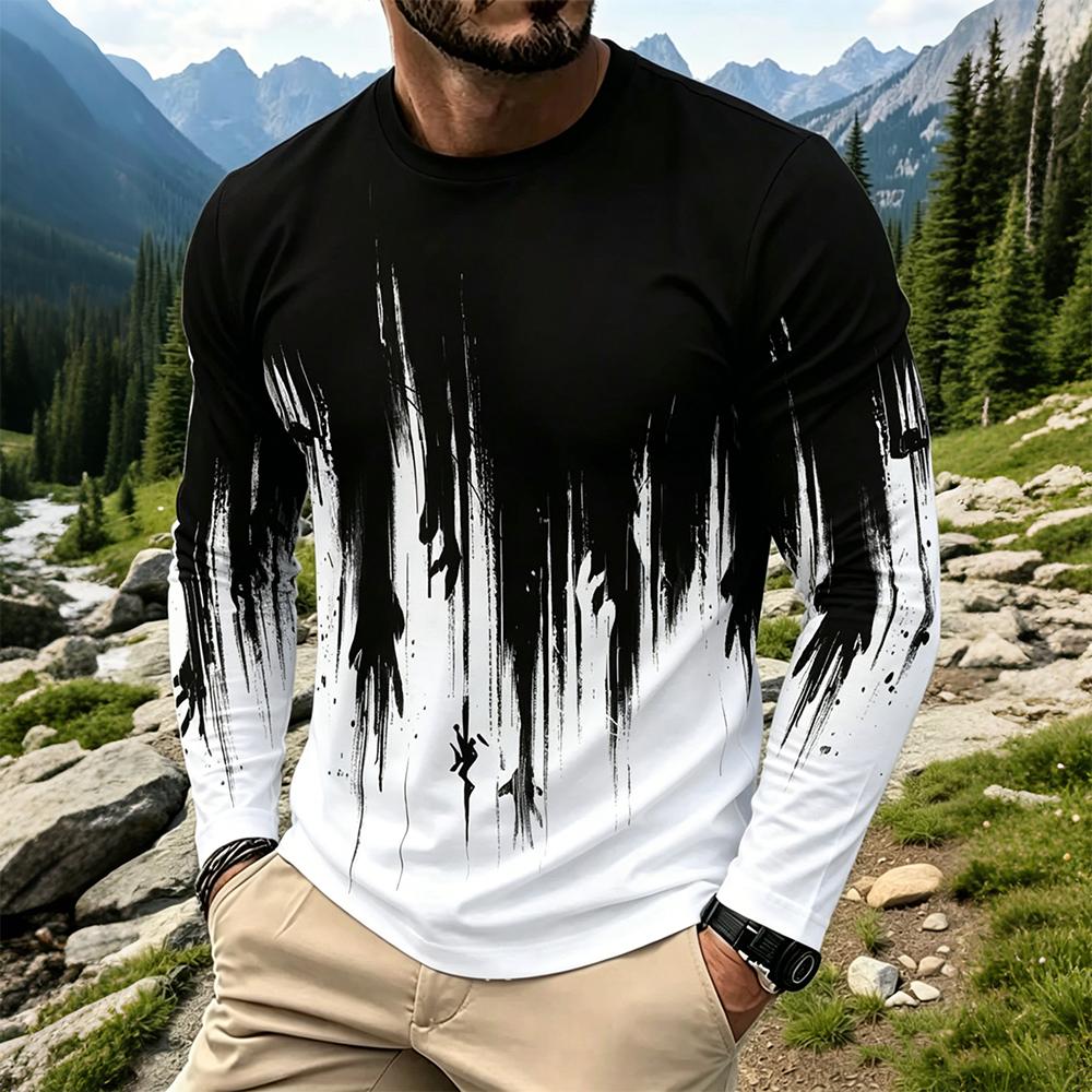 Vintage Fashion Mens - Kaos Lengan Panjang Pria Motif Tinta