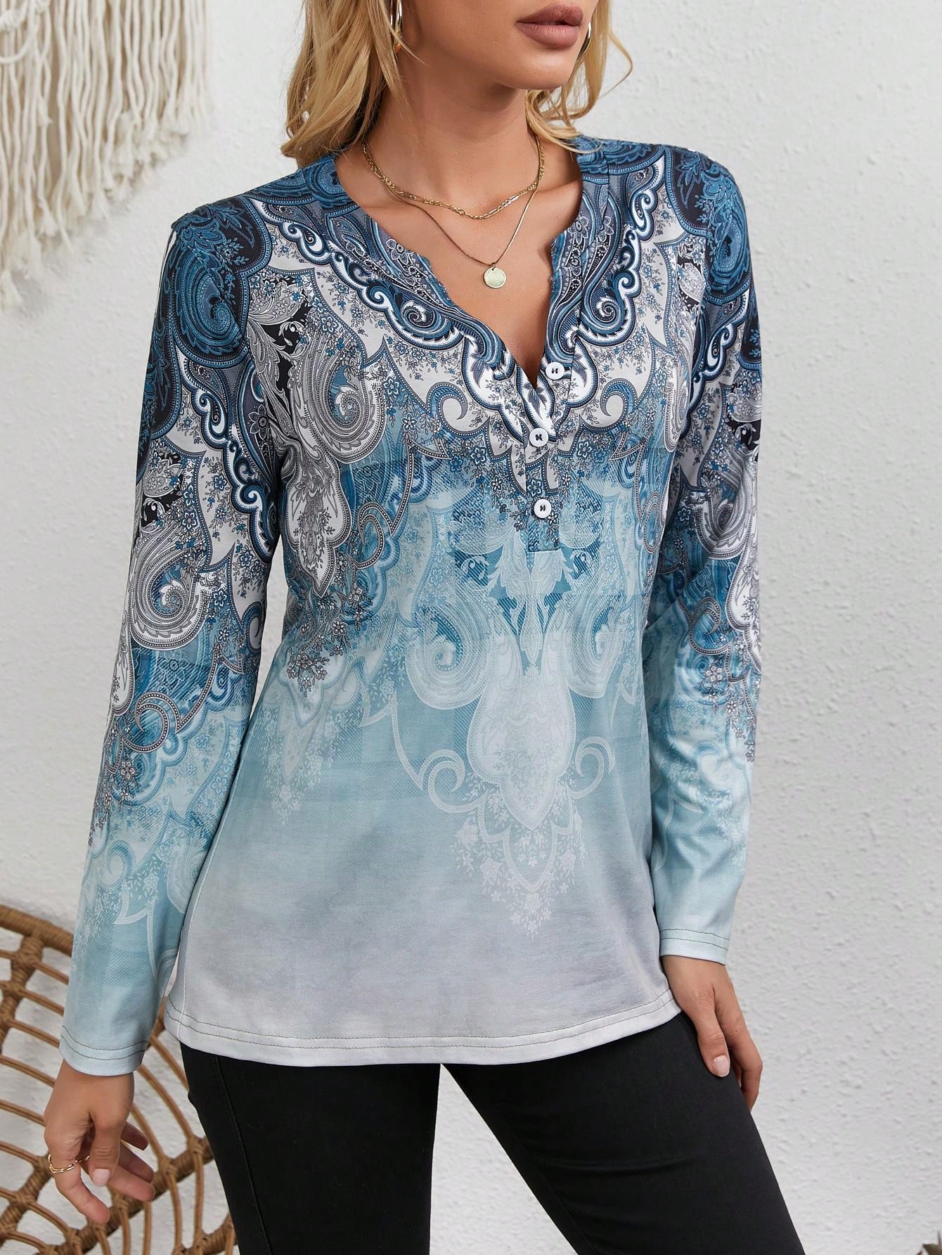 Atasan Wanita Bergaya Etnik: M - Vintage Fashion Style ulasan dan harga