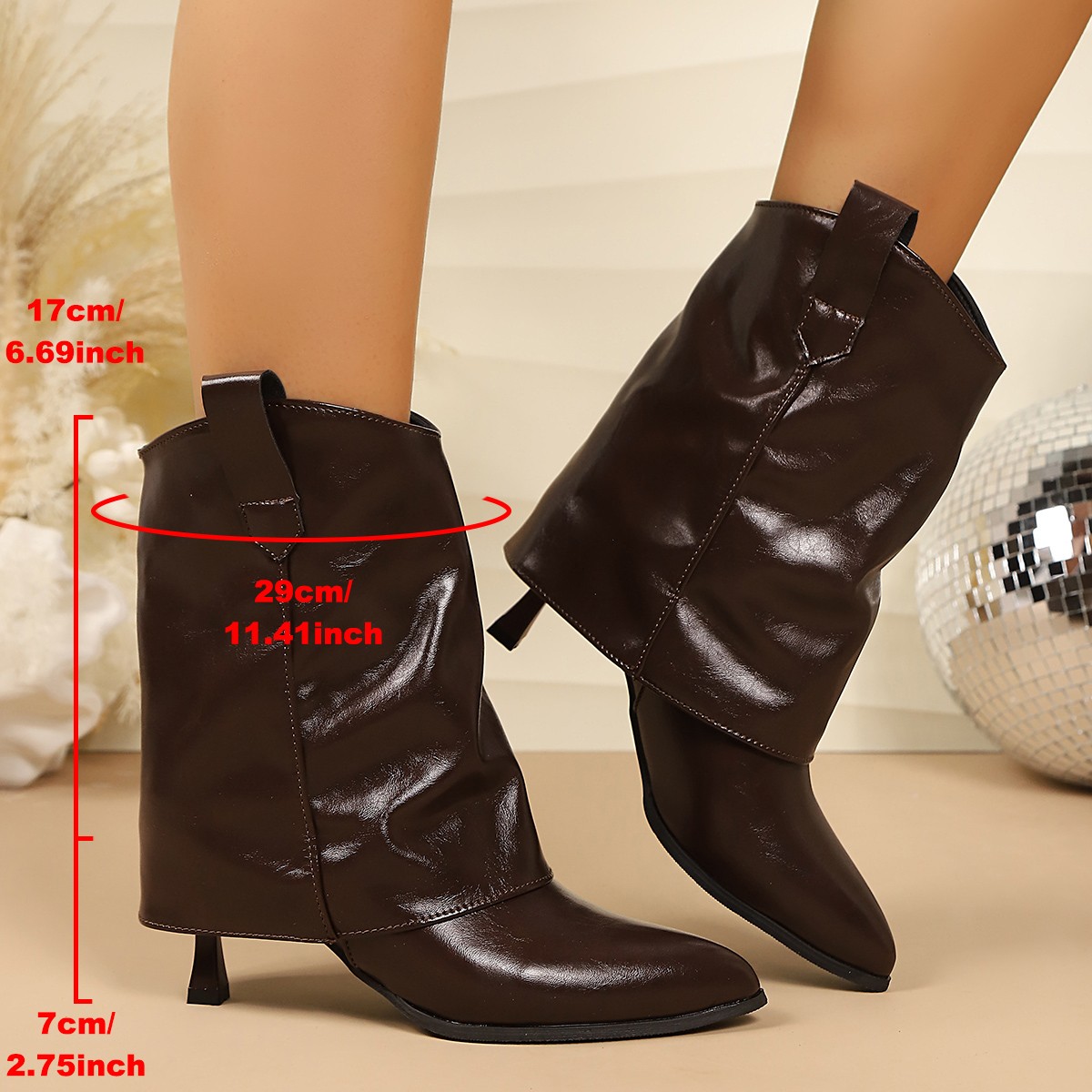 Sepatu Bot Pendek Stiletto Uju - Vintage Fashion Style ulasan dan harga