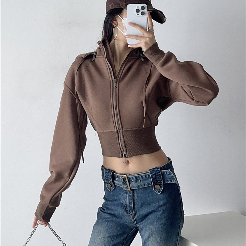 Kaus Hoodie Crop Wanita Mode W - Vintage Fashion Drawings ulasan dan harga