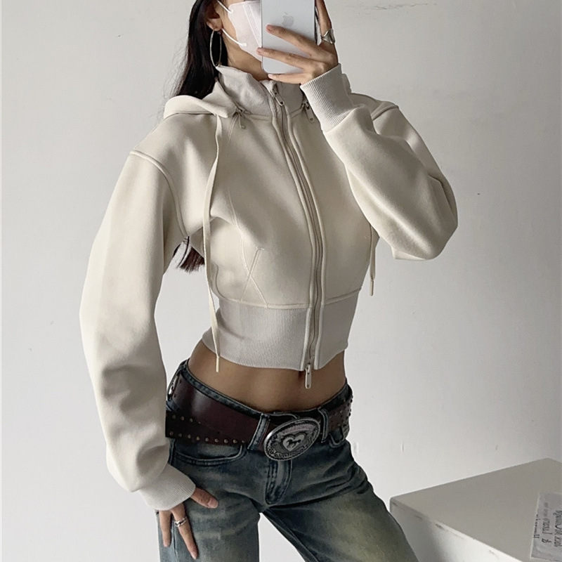 Kaus Hoodie Crop Wanita Mode W - Vintage Fashion Drawings ulasan dan harga