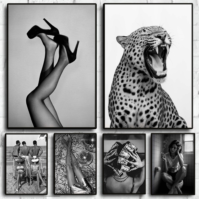 Poster Hitam Putih Bergaya Fas - Vintage Vogue Fashion Poster ulasan dan harga