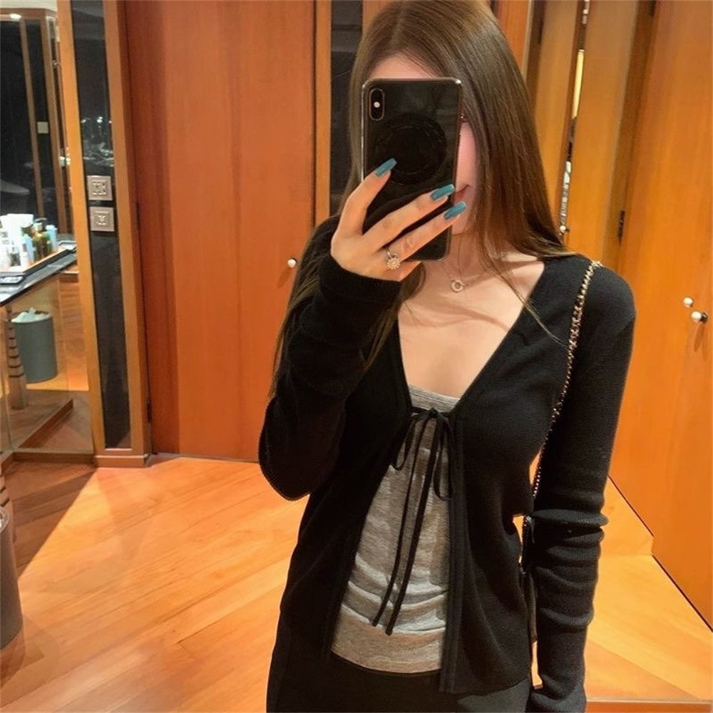 Kardigan Rajut Tipis Lengan Pa - Crop Cardigan Vintage ulasan dan harga