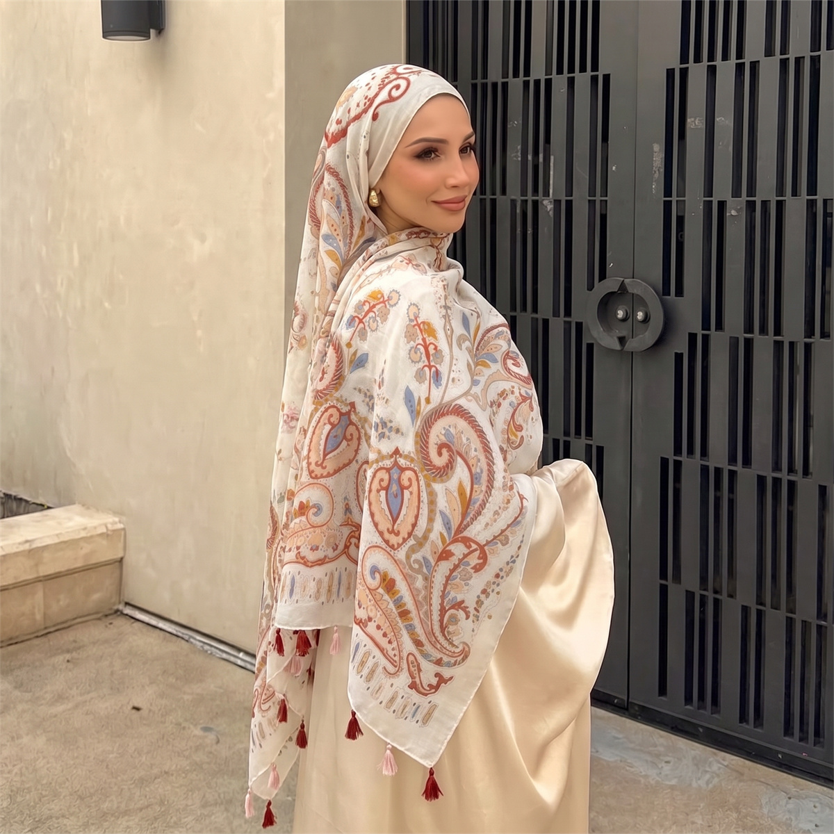 Hijab Syal Cetak Paisley Vinta - Vintage Fashion Accessories ulasan dan harga
