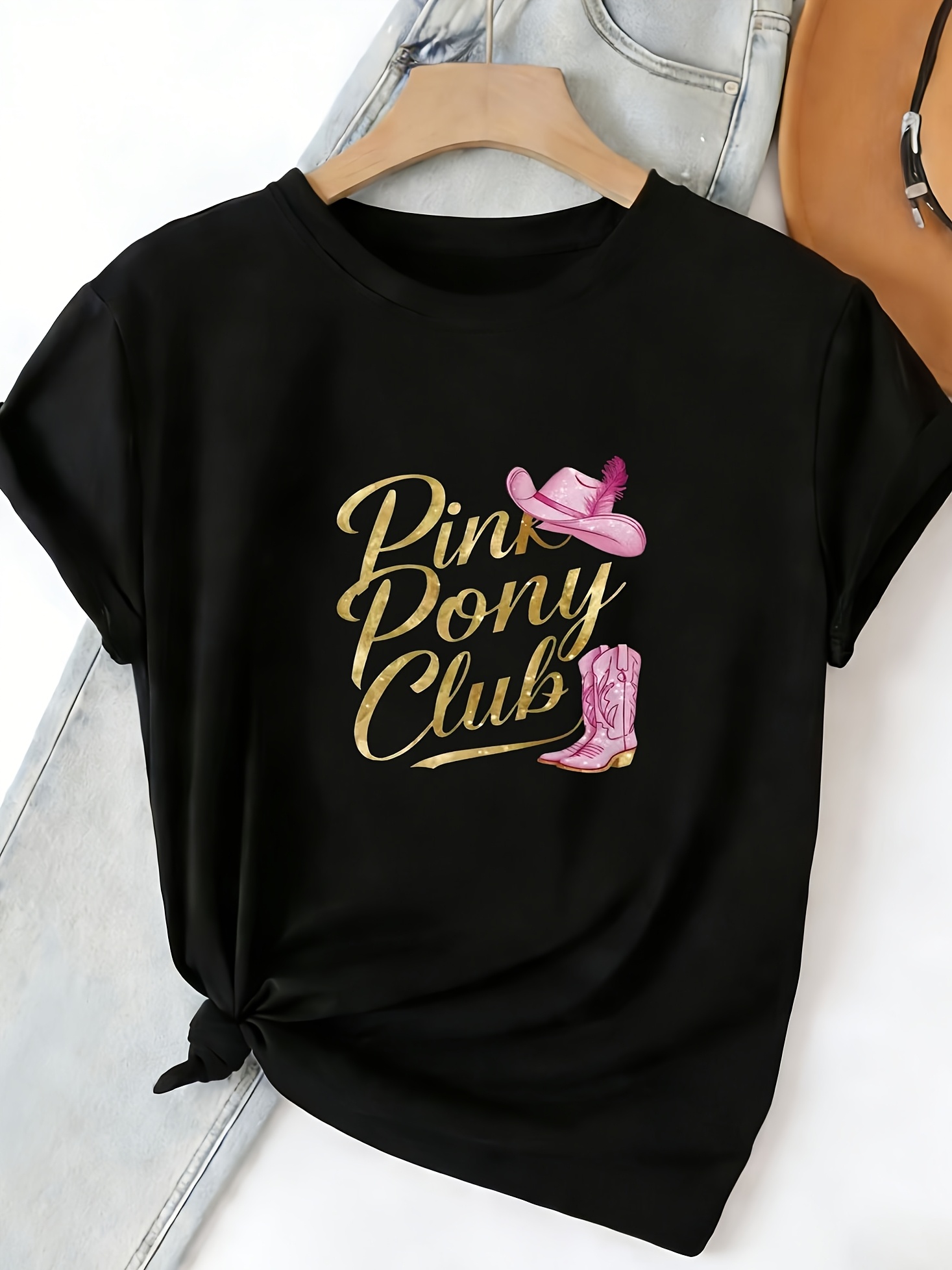 Kaos Wanita Hitam Kerah Bulat  - Vintage Fashion Club ulasan dan harga