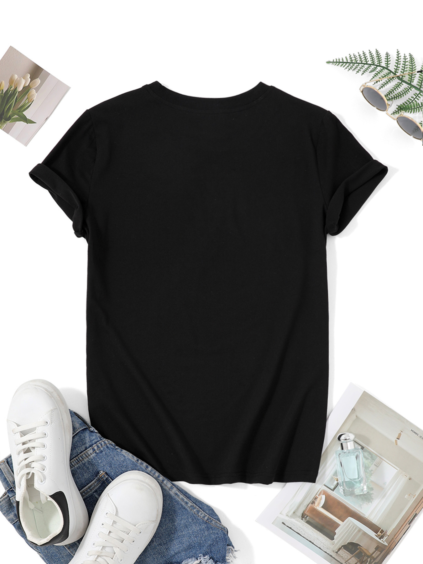 Kaos Wanita Hitam Kerah Bulat  - Vintage Fashion Club ulasan dan harga