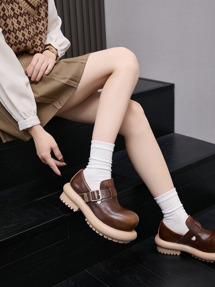 Sepatu Derby Kulit Asli Gaya V - Vintage Fashion Style ulasan dan harga
