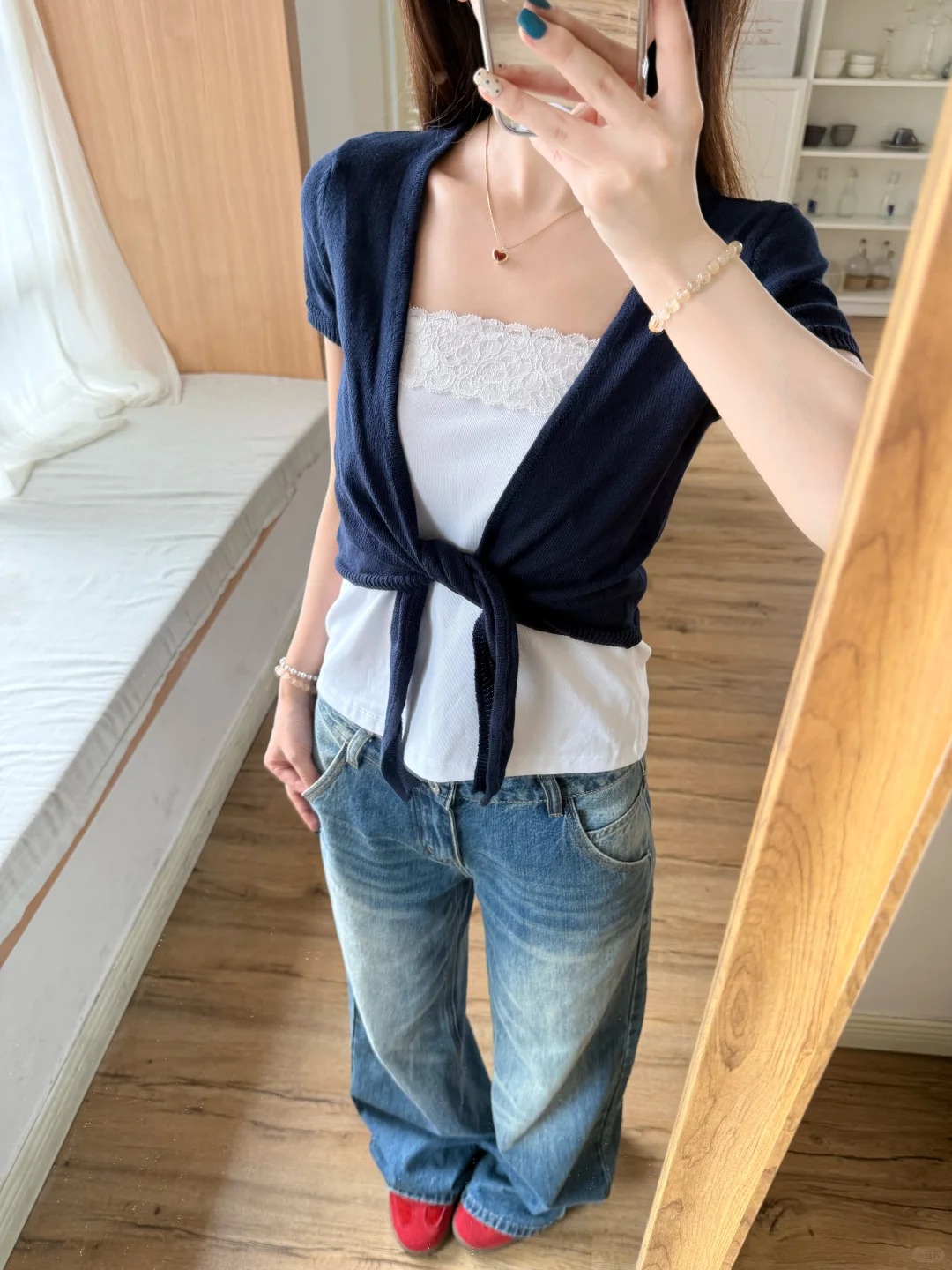 Kardigan Renda Navy Wanita Kat - Crop Cardigan Vintage ulasan dan harga